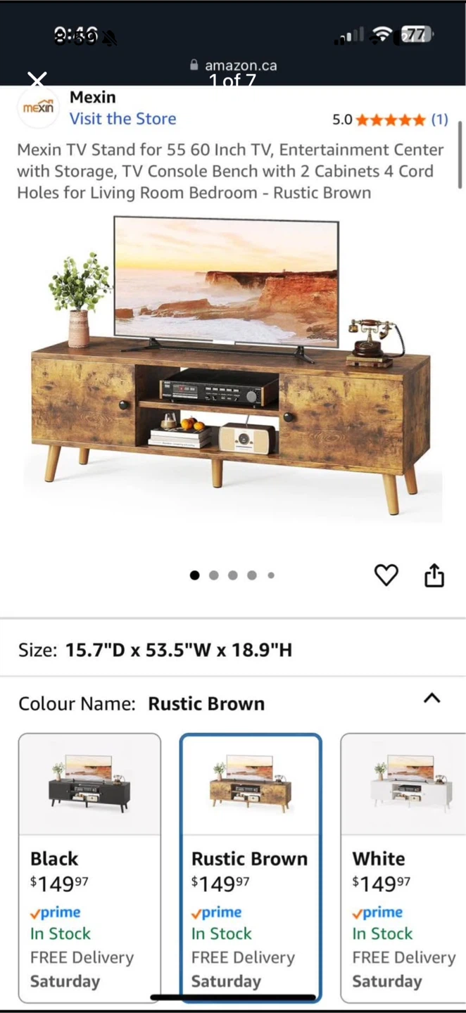 Mexin Rustic Brown TV Stand - 55-60 Inch