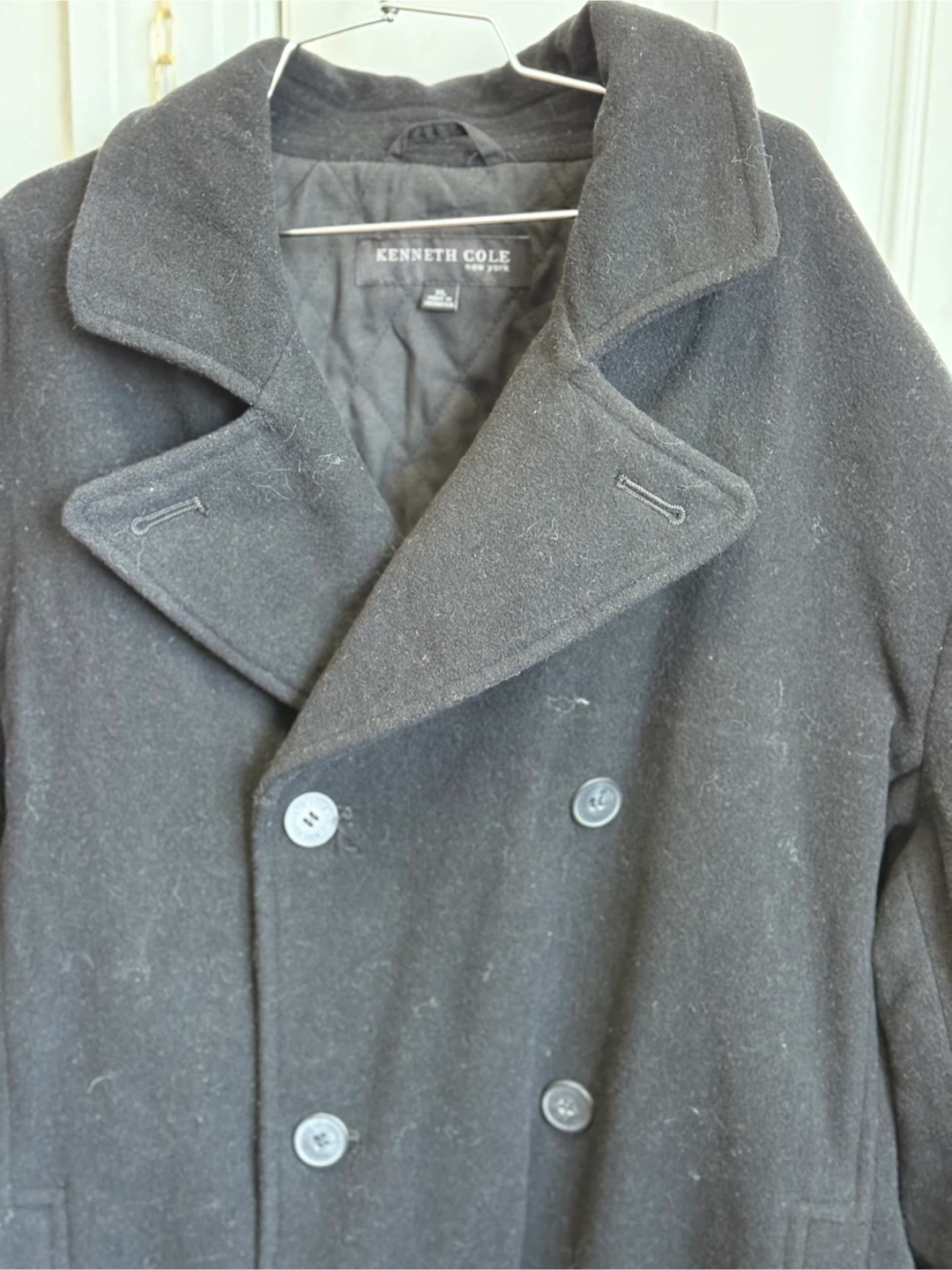 Kenneth Cole Black Pea Coat - Men's Size XL