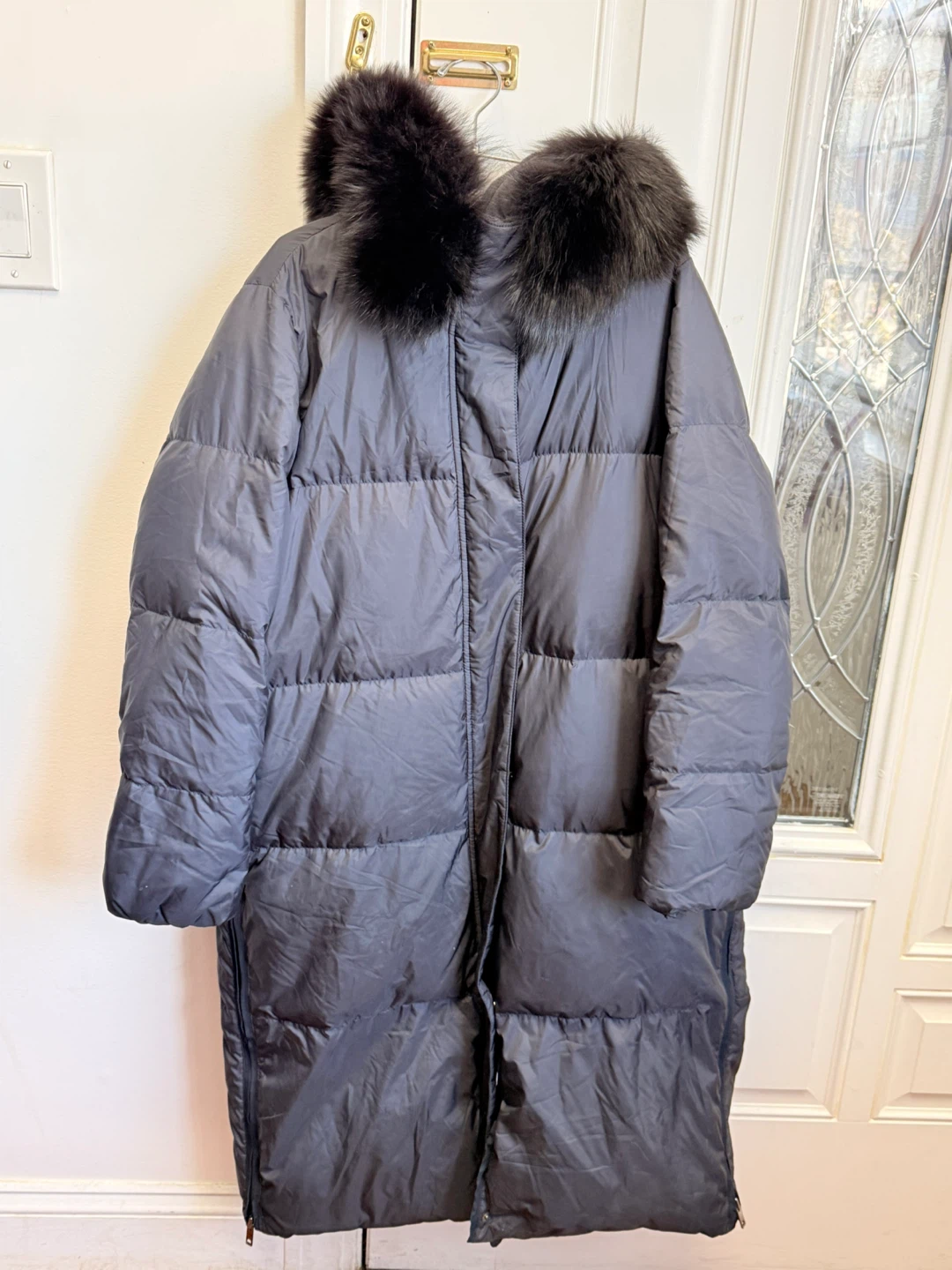 Long Black Puffer Coat with Fur Hood - photo 2