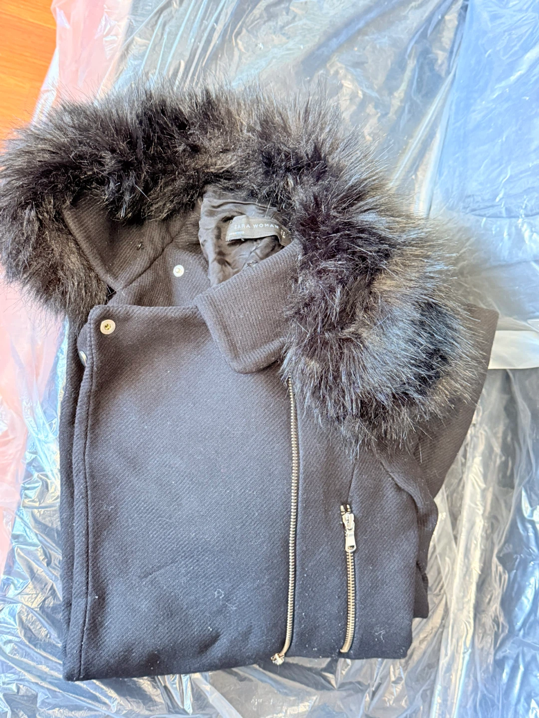 Zara Woman Black Faux Fur Collar Jacket - photo 3