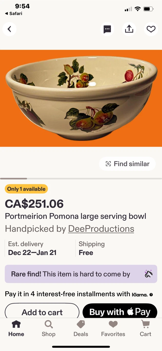 Pomona Portmeirion ceramic large serving bowl, vintage - photo 2