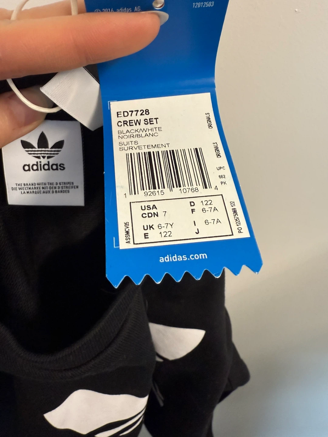 Adidas Crew Set Black/White, Size 6-7Y - photo 3