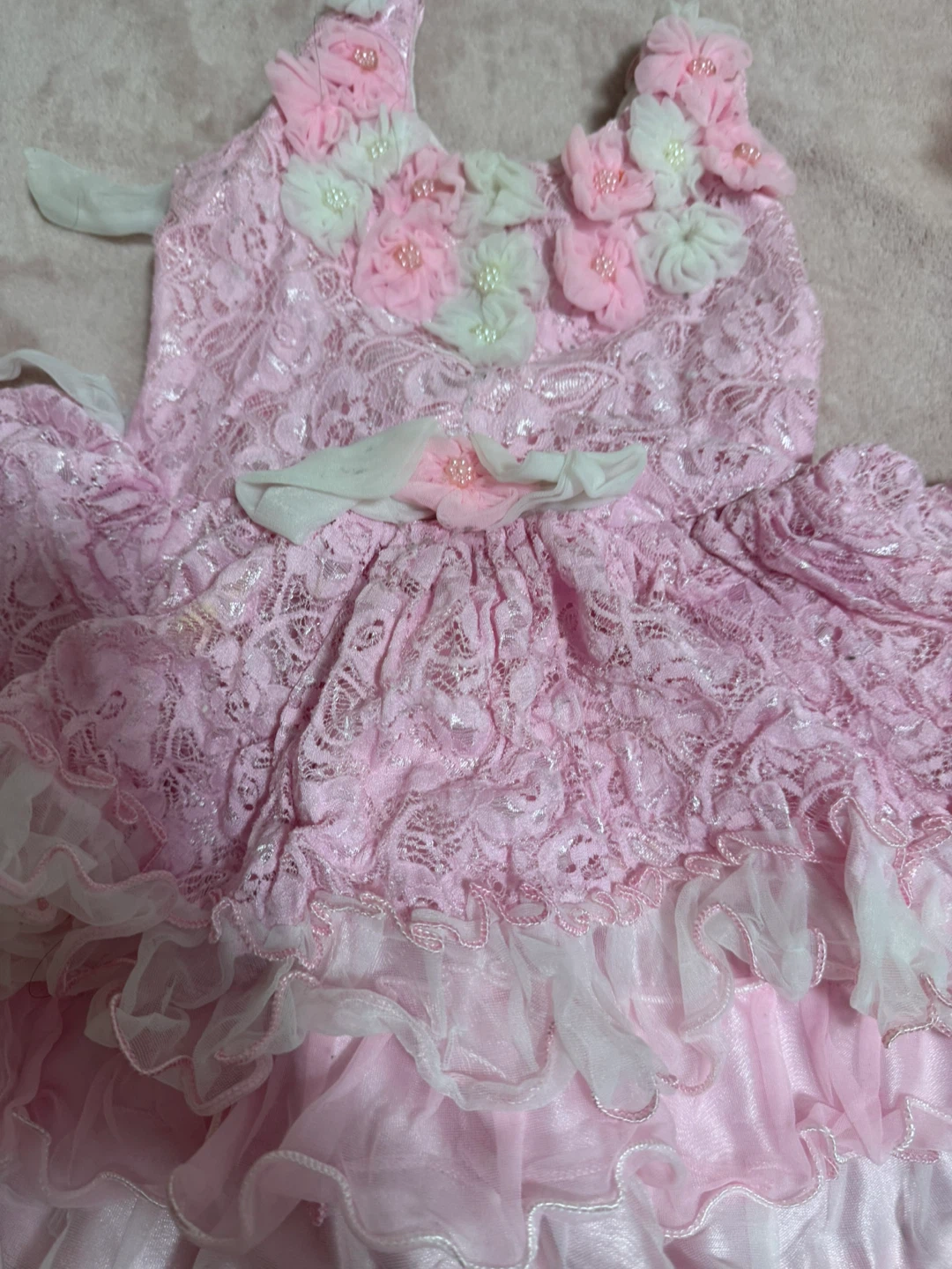 Pink Floral Lace Dress