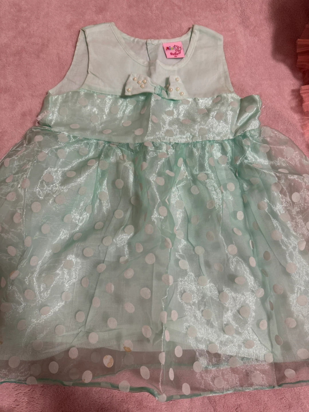 Mint Green Polka Dot Baby Dress - photo 2