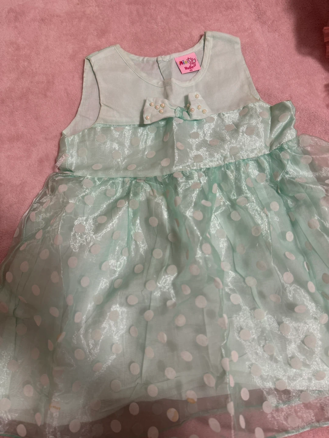 Mint Green Polka Dot Baby Dress - photo 4