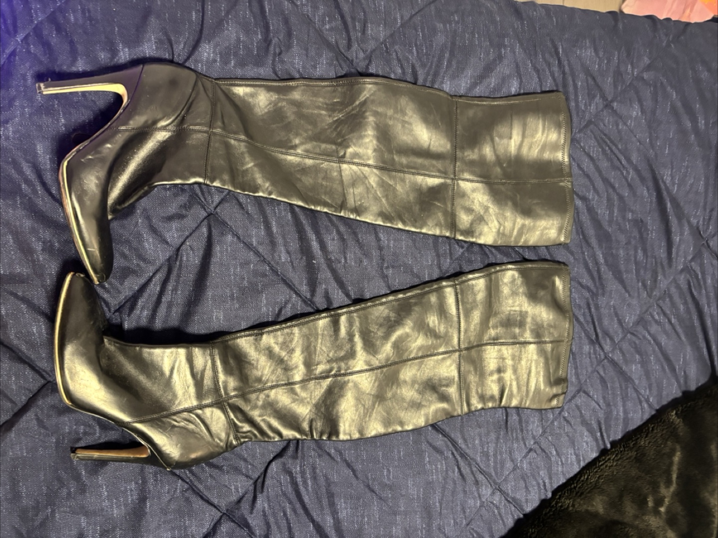 Black Thigh High Heel Boots