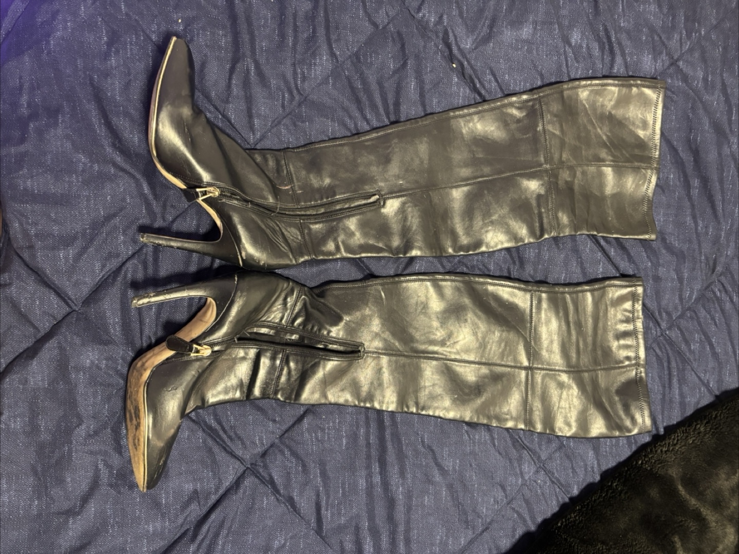 Black Thigh High Heel Boots - photo 2