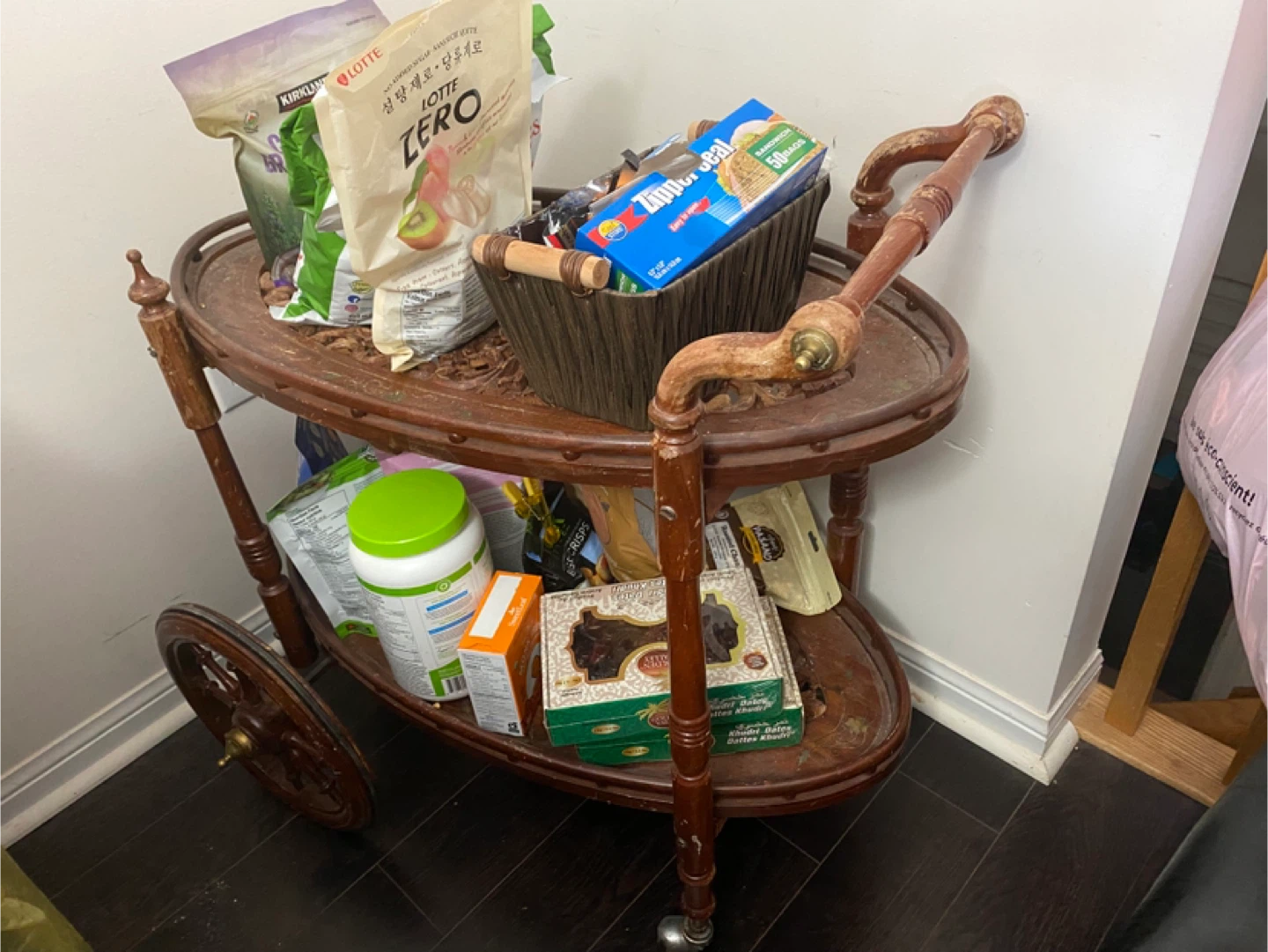 Vintage Wooden Bar Cart