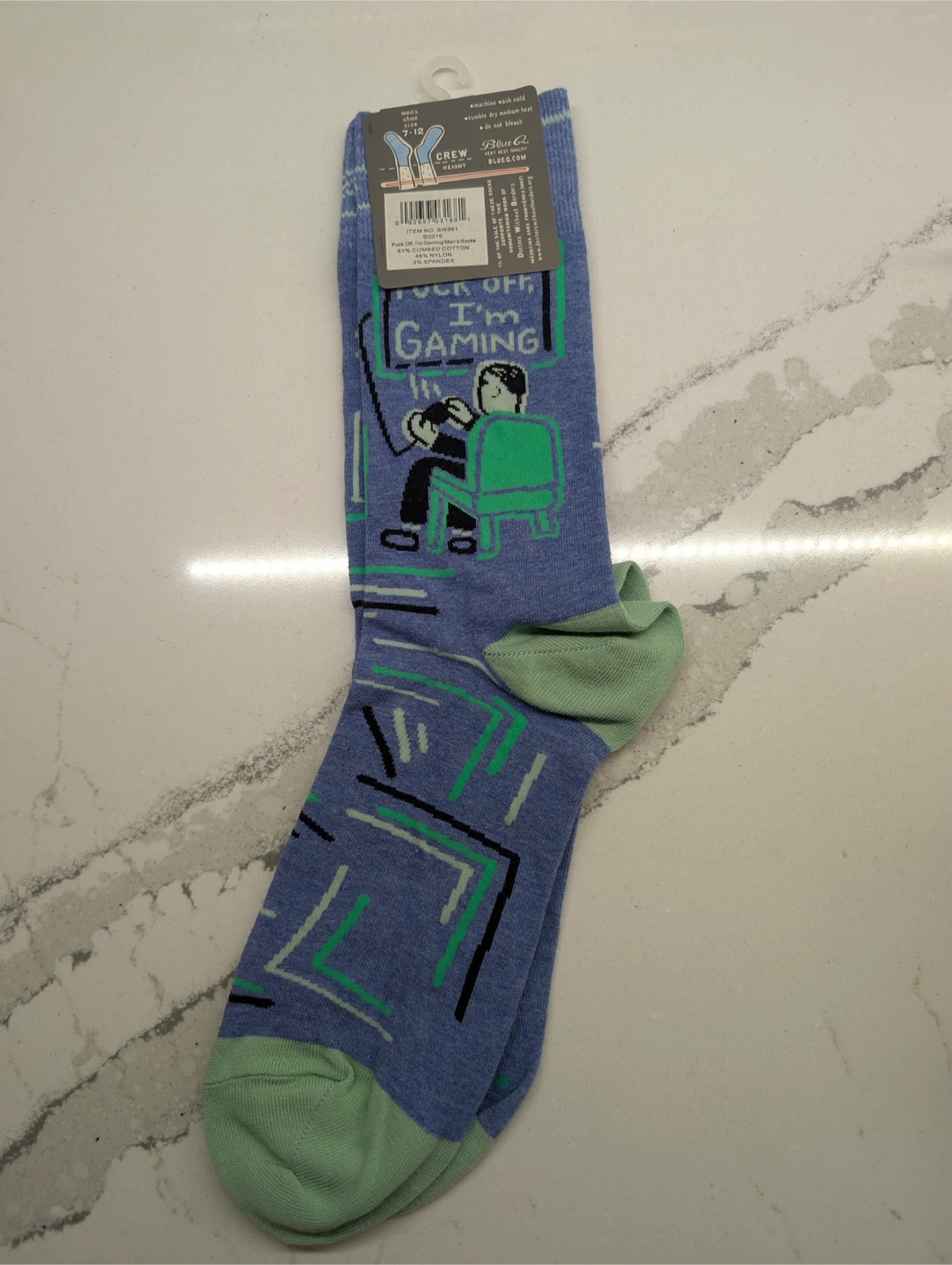 Blue Q Crew Socks - "F*ck Off I'm Gaming" - photo 2