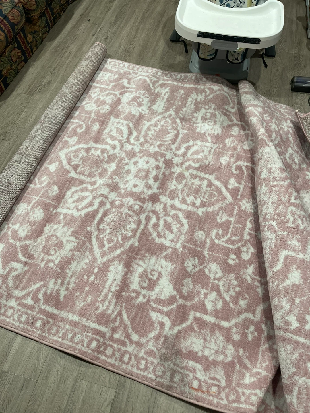 Pink & White Patterned Area Rug