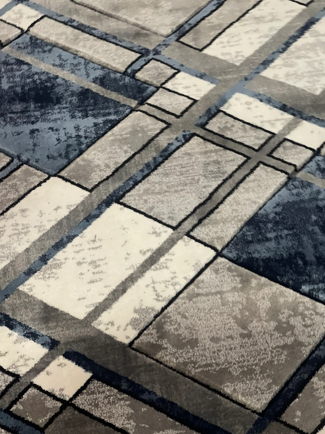200x290 Geometric Area Rug - Grey, White & Blue
