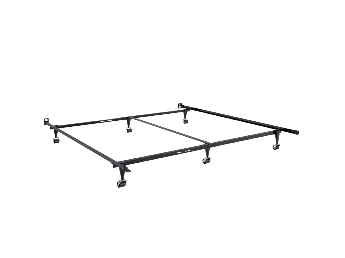 Queen size adjustable Metal Bed Frame with Wheels - Black