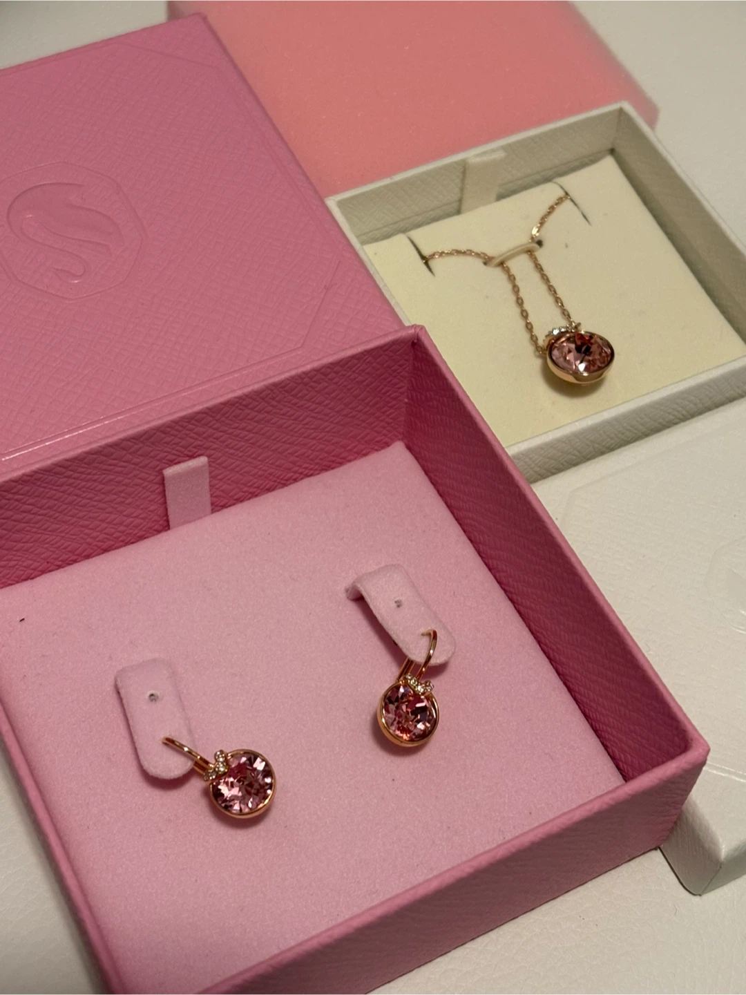 Swarovski Pink Necklace & Earring Set