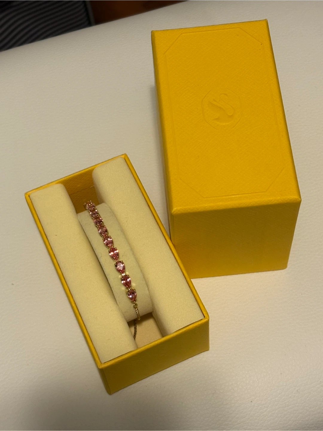 Swarovski Tennis Bracelet, Pink, Gold-Tone Finish