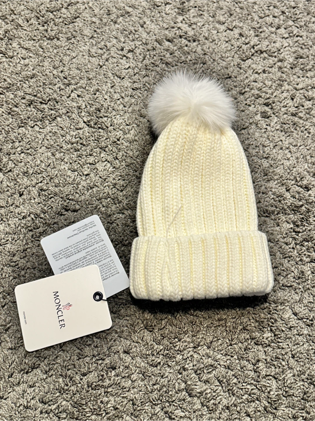 Moncler Cream Knit Pom Pom Beanie - photo 2