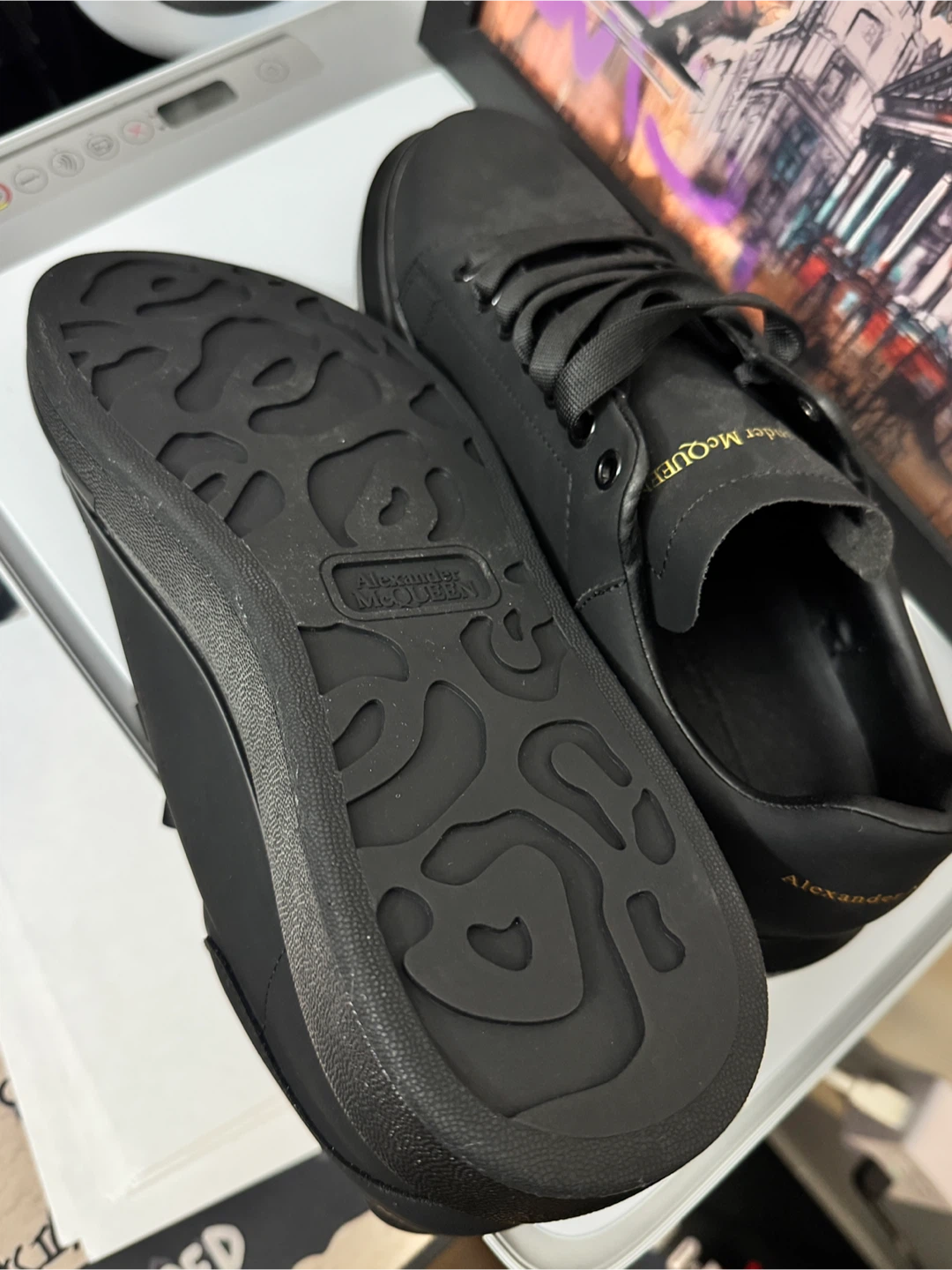Alexander McQueen Black Leather Oversized Sneakers - photo 4