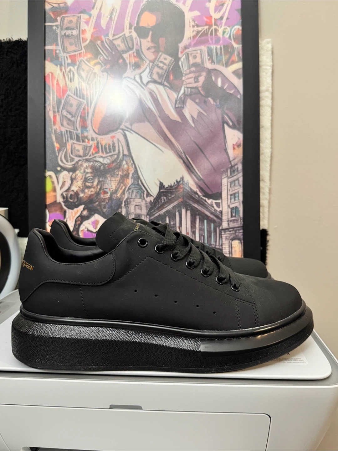 Alexander McQueen Black Leather Oversized Sneakers - photo 2