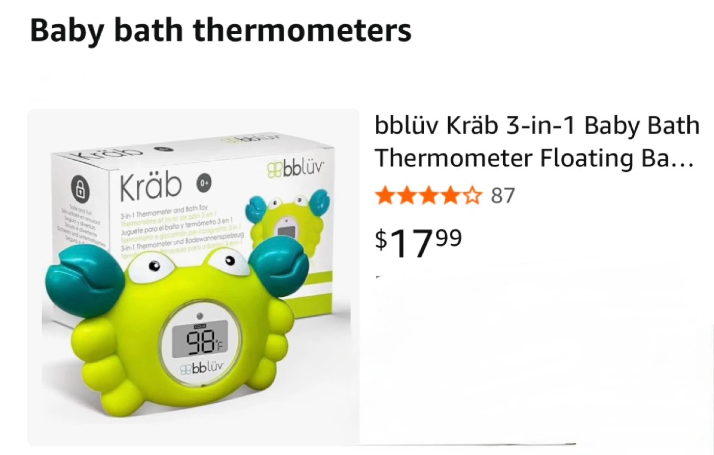 Brand new baby bath thermometer