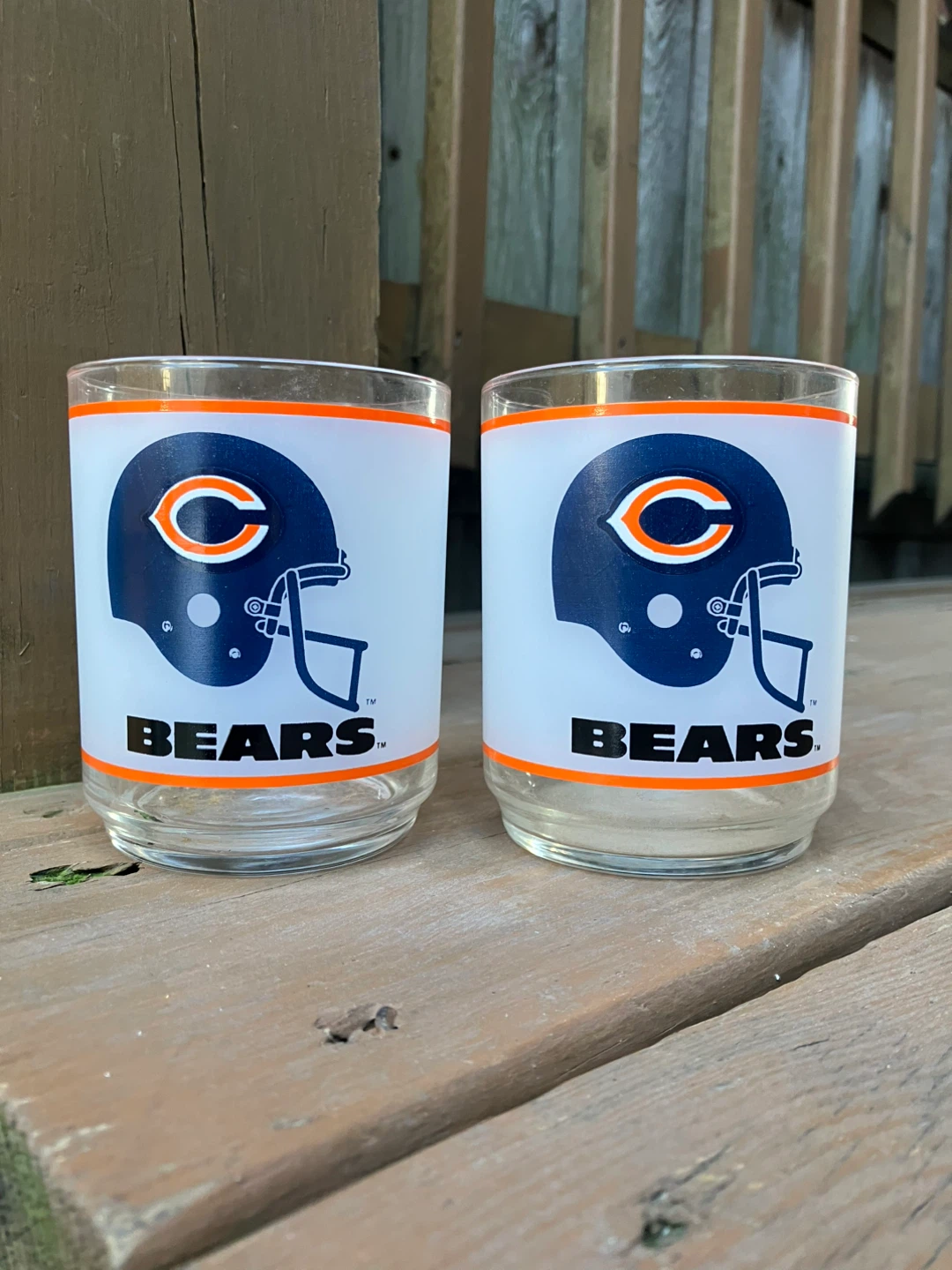 Pair Of Chicago Bears 1980s Juice/Cocktail Glasses - Brand New