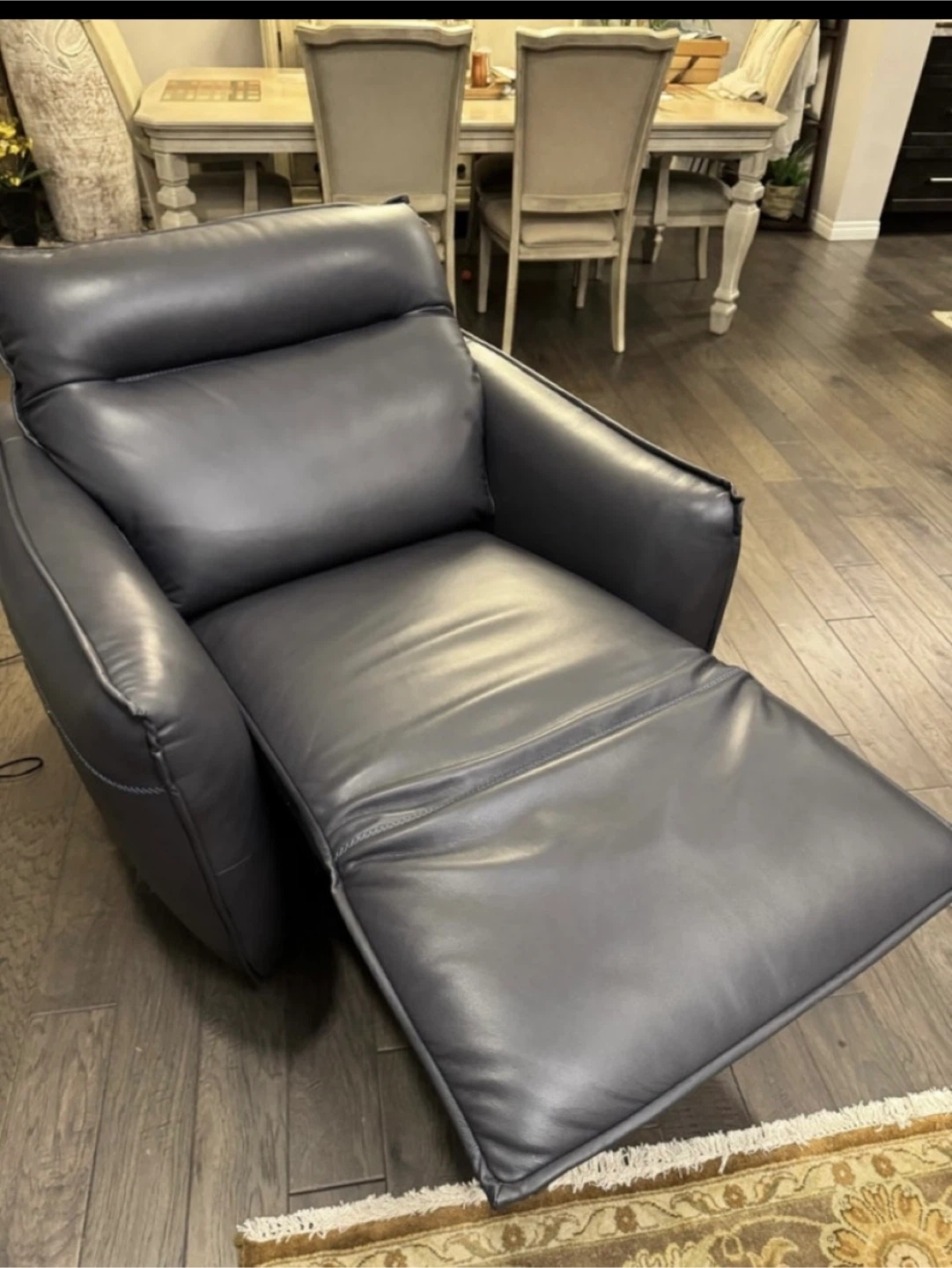 Leather Power Recliner - Grey - photo 5
