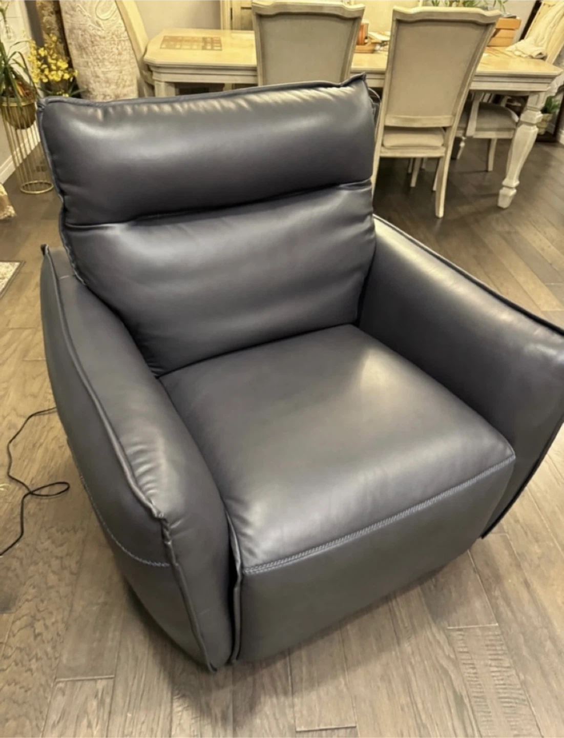 Leather Power Recliner - Grey