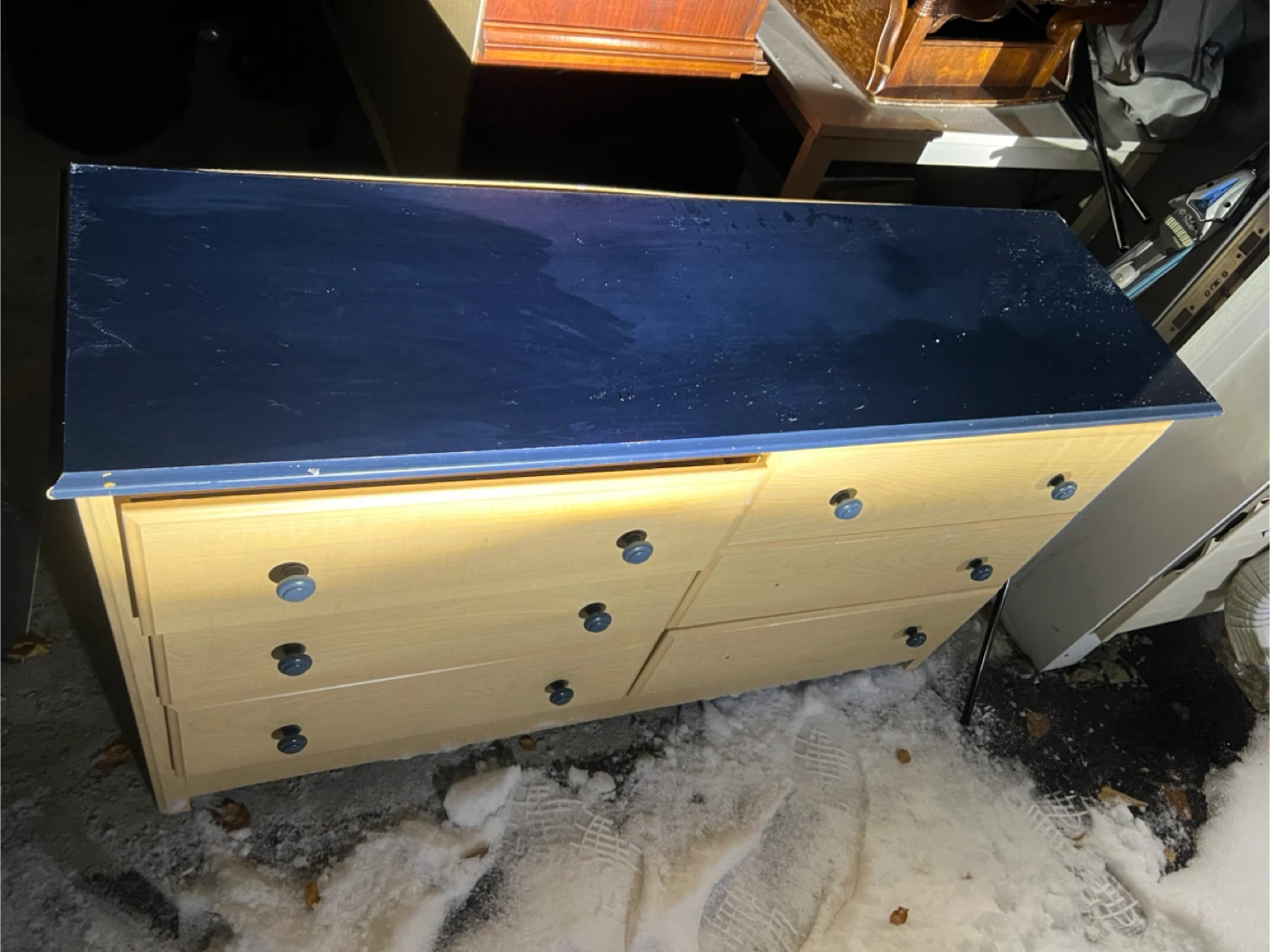 Blue & Light Wood Dresser with 6 Drawers - photo 5