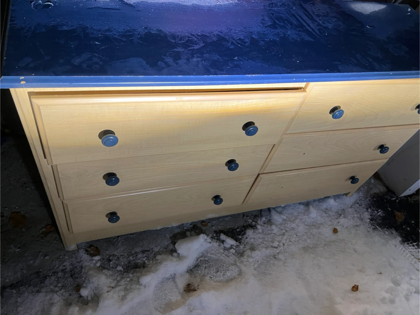 Blue & Light Wood Dresser with 6 Drawers - photo 4