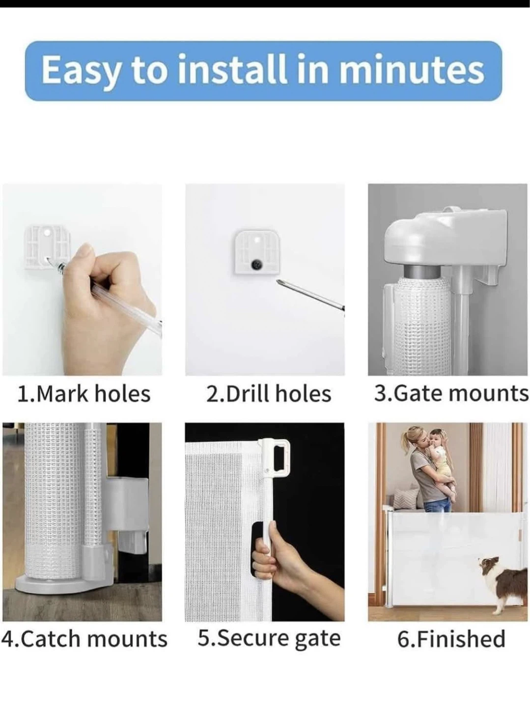 Retractable Baby/Pet Gate - Up to 55" Wide - photo 5