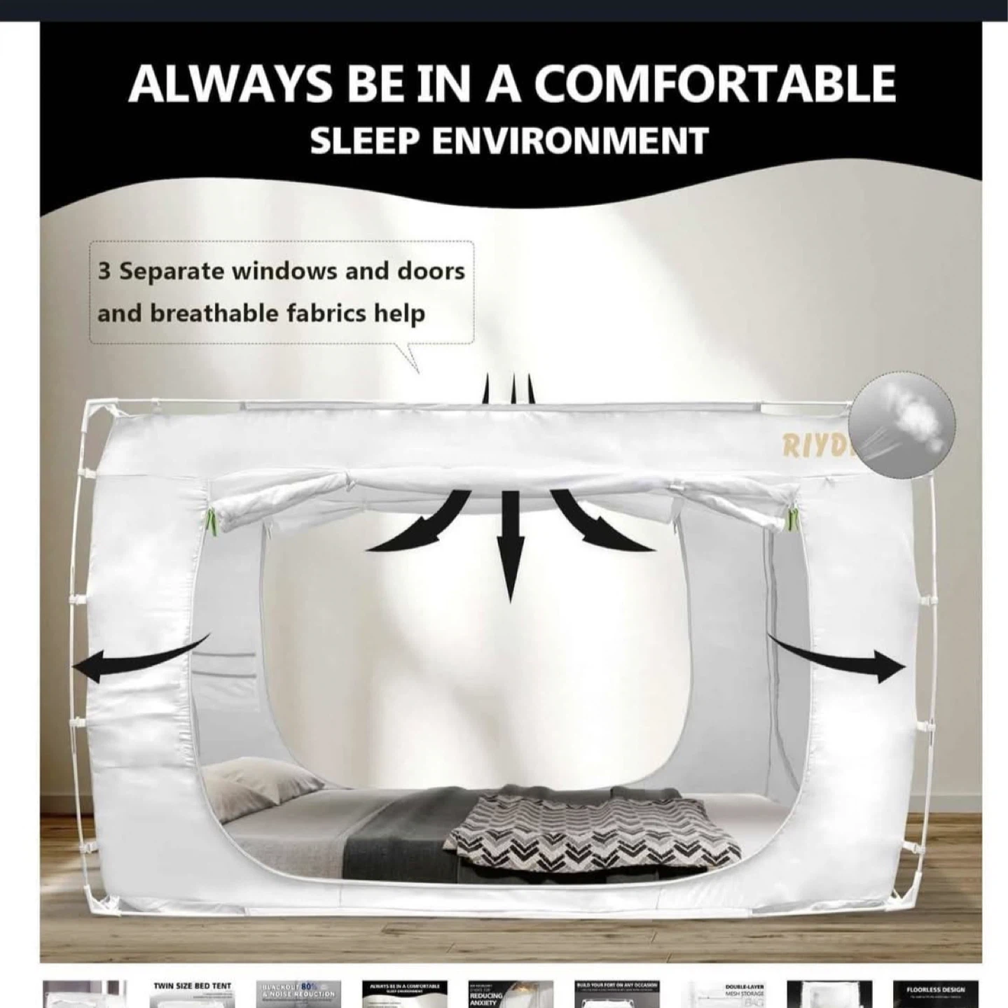 RIYDH Twin Size Bed Tent - Sleep Comfortably! - photo 3
