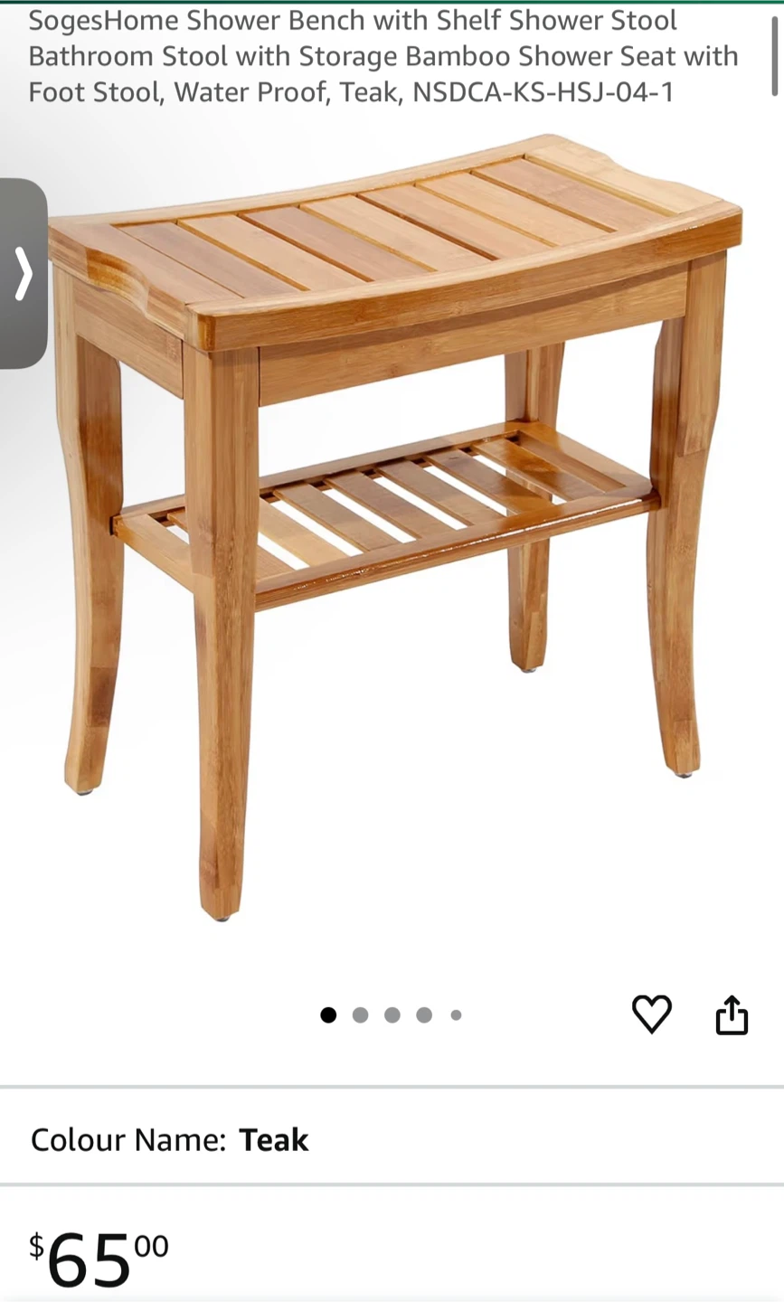Teak Shower Bench with Shelf - photo 5