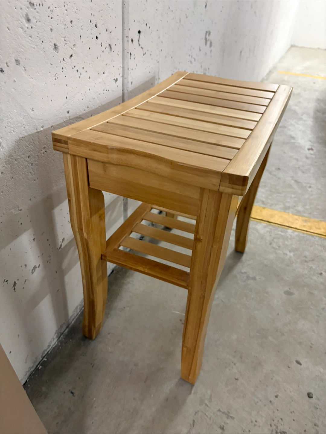 Teak Shower Bench with Shelf - photo 2