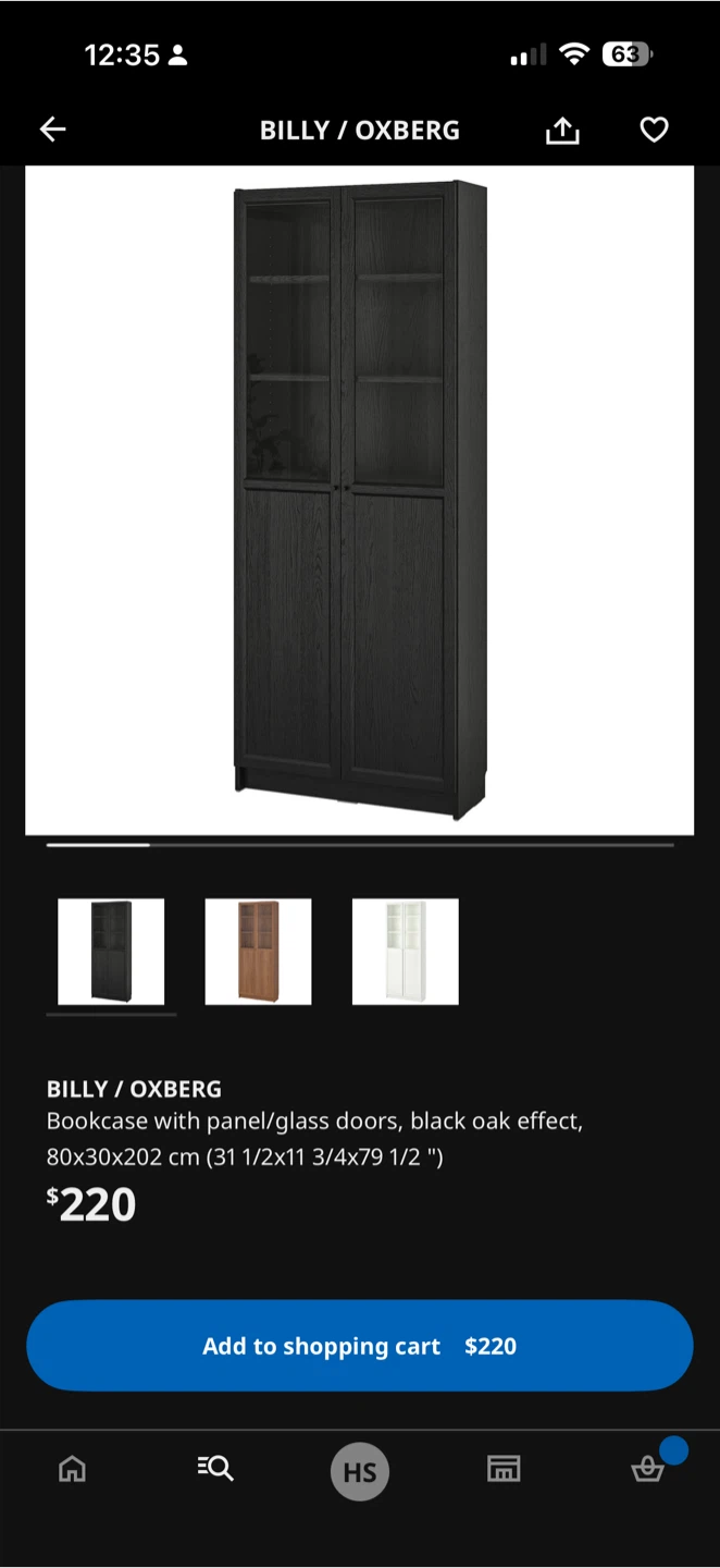 IKEA Billy / Oxberg Bookcase with Height Extension - Black Oak - photo 5