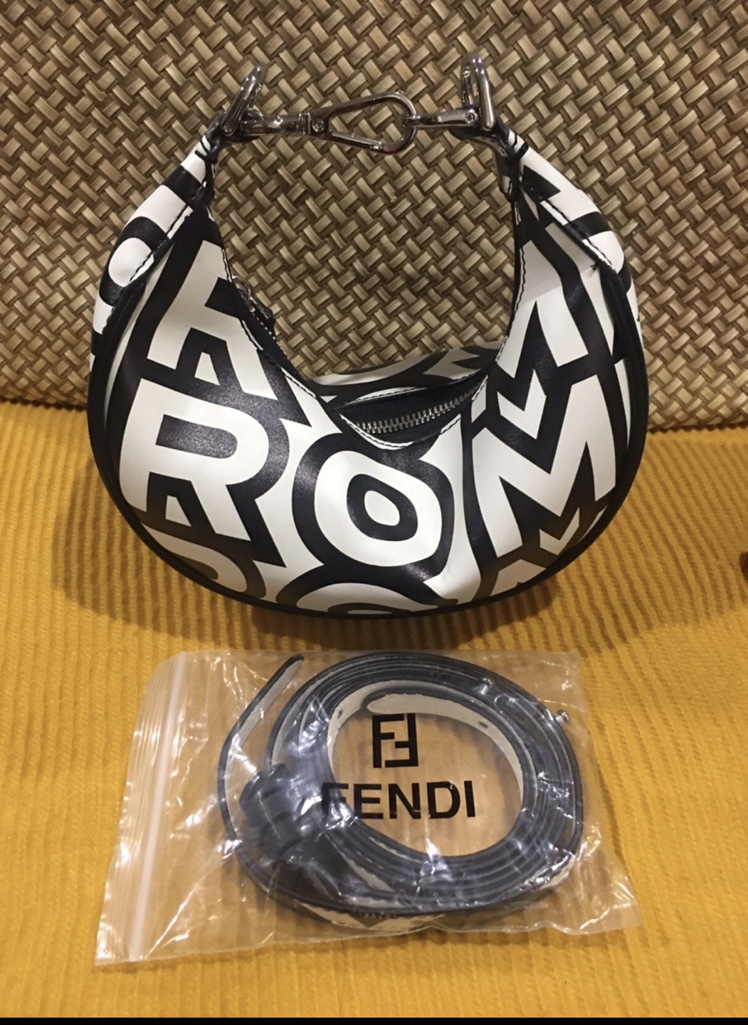 Fendi Fendigraphy Mini Hobo Bag - Black/White