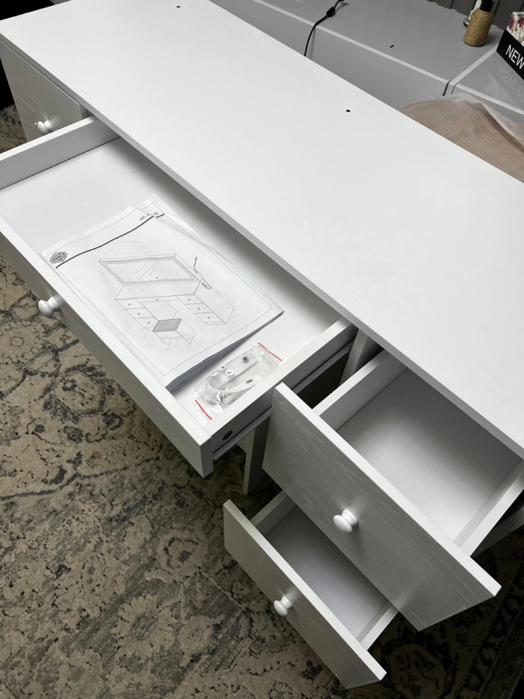 White Vanity Desk with Stool - photo 4