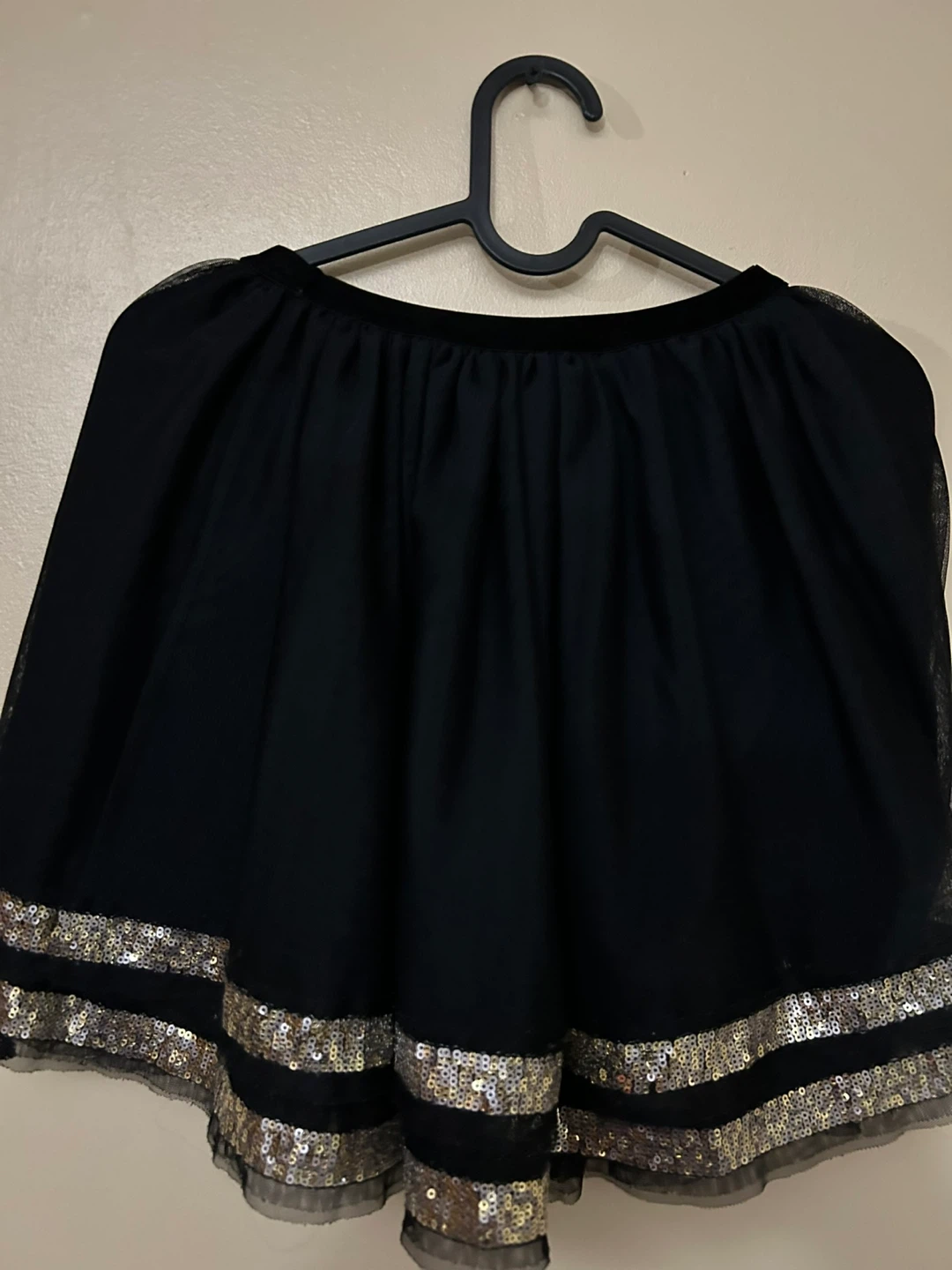 Girls Black Skirt with Gold Sequin