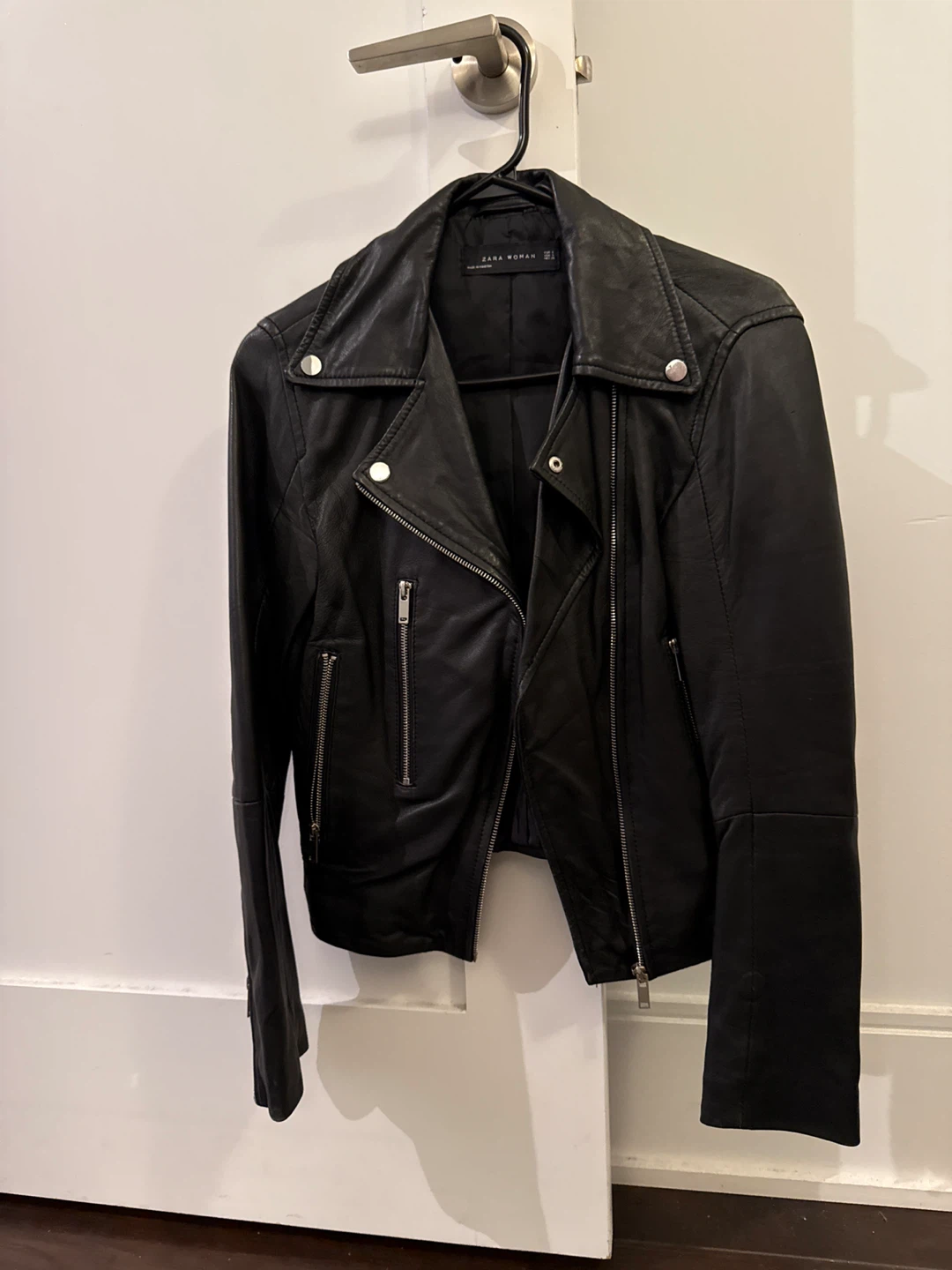Zara Black leather biker jacket - photo 4