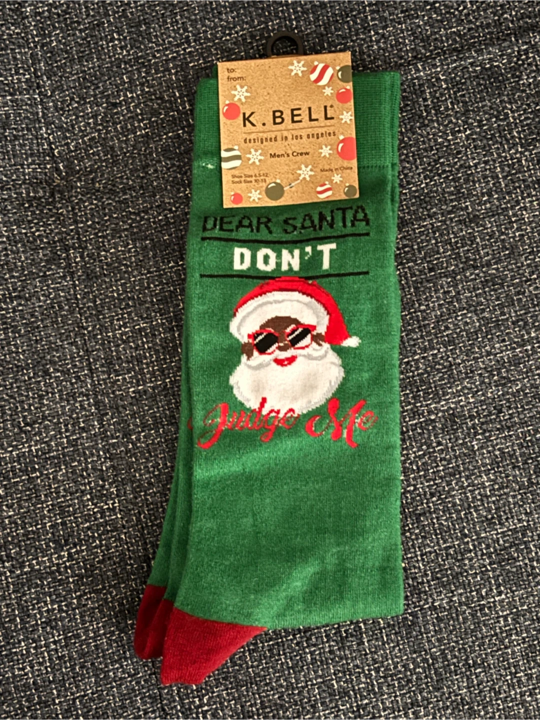 K. Bell Men's Crew Socks - Dear Santa