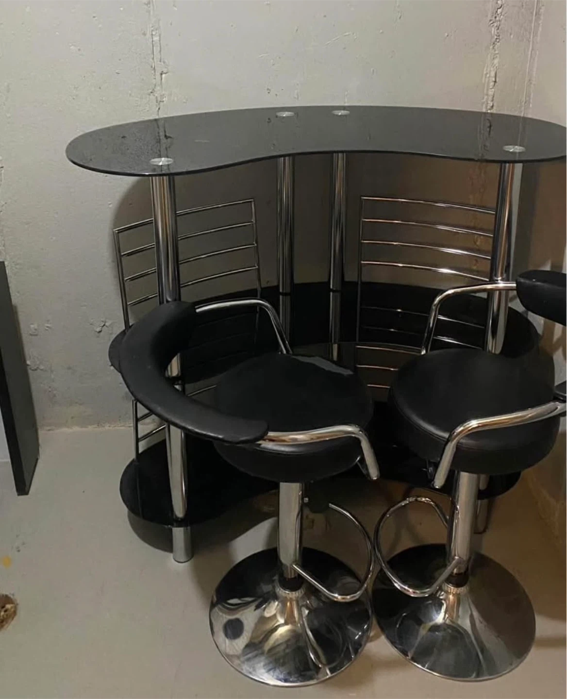 Black Bar Table with Two Swivel Chairs - photo 2