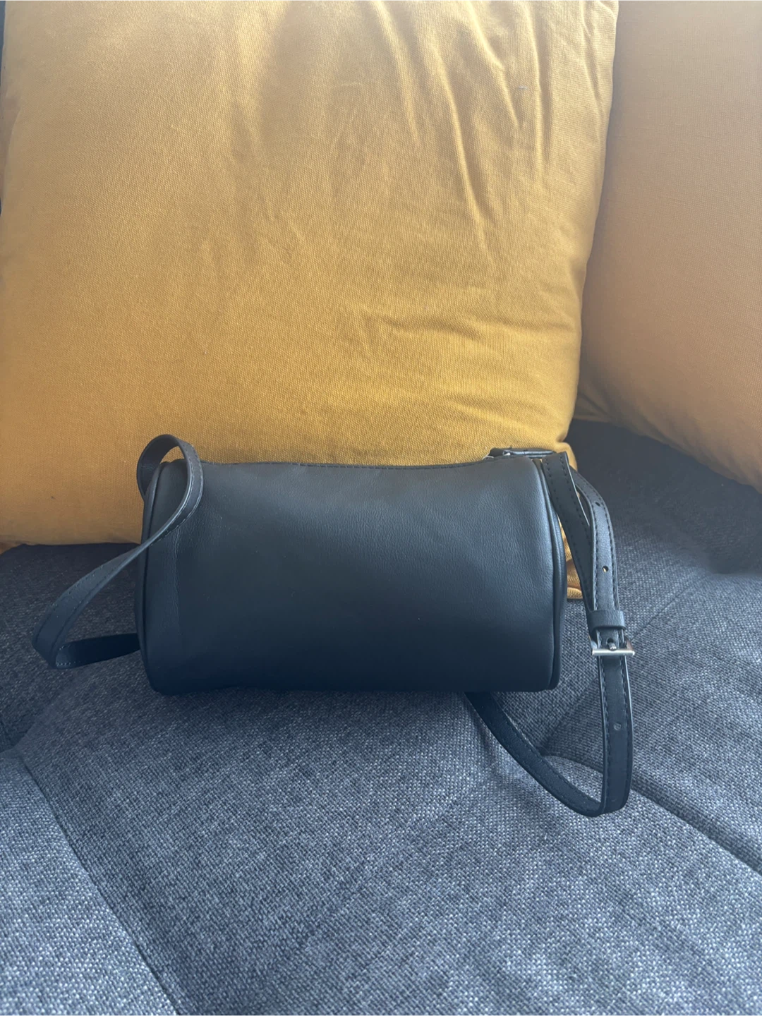 The row '90s leather inspired shoulder bag, black purse