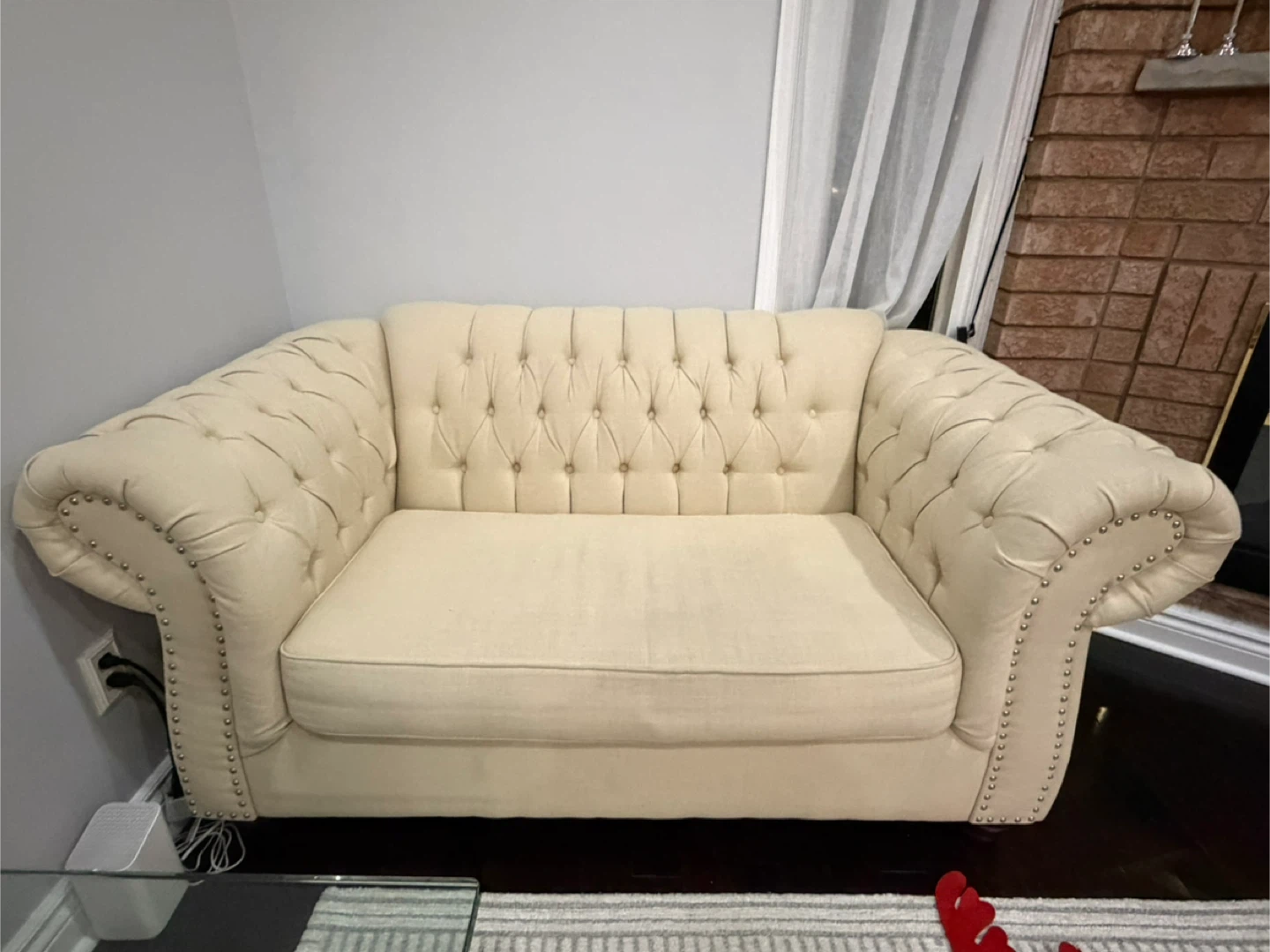 Cream Loveseat Sofa - photo 2