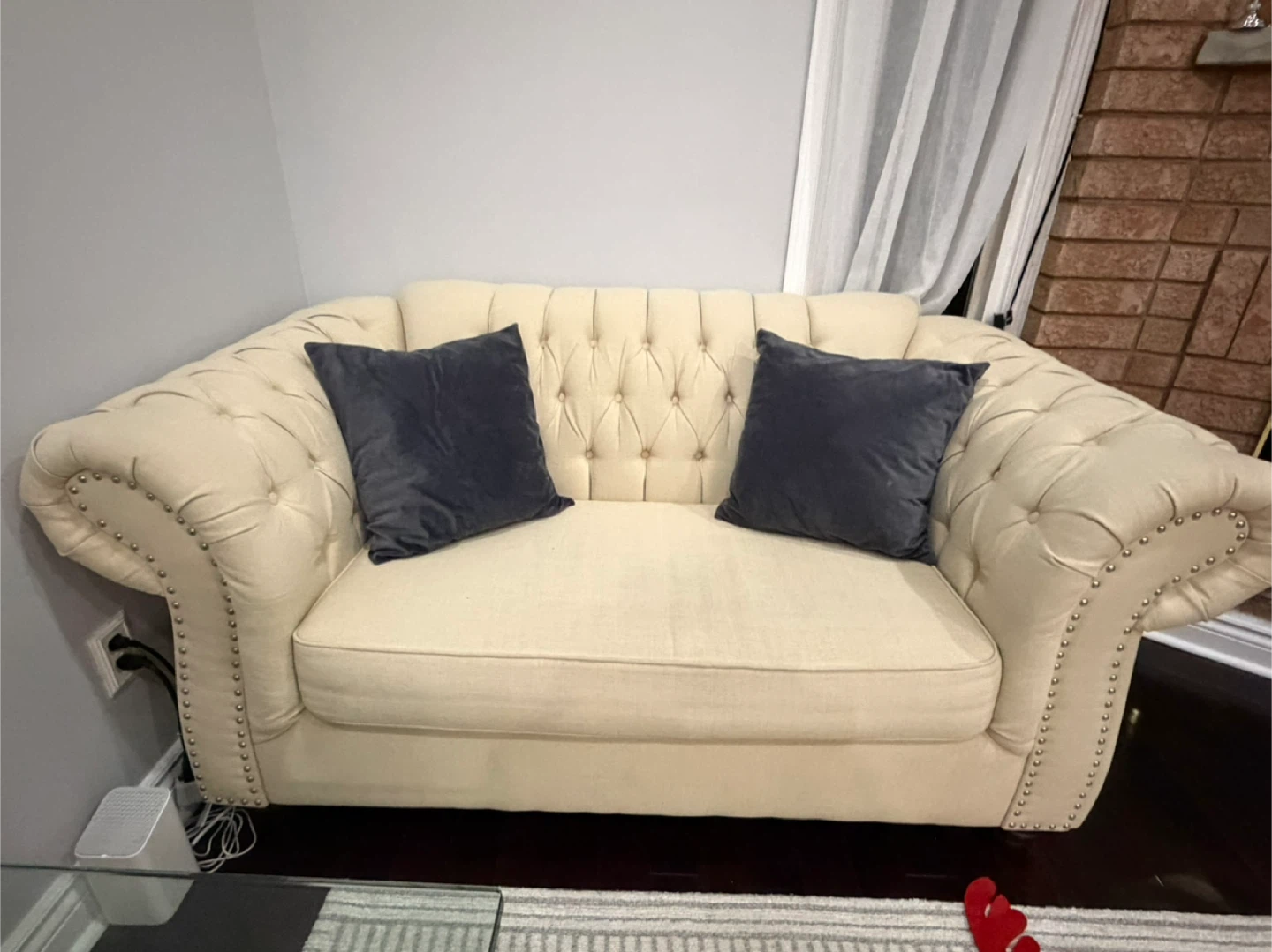 Cream Loveseat Sofa - photo 3
