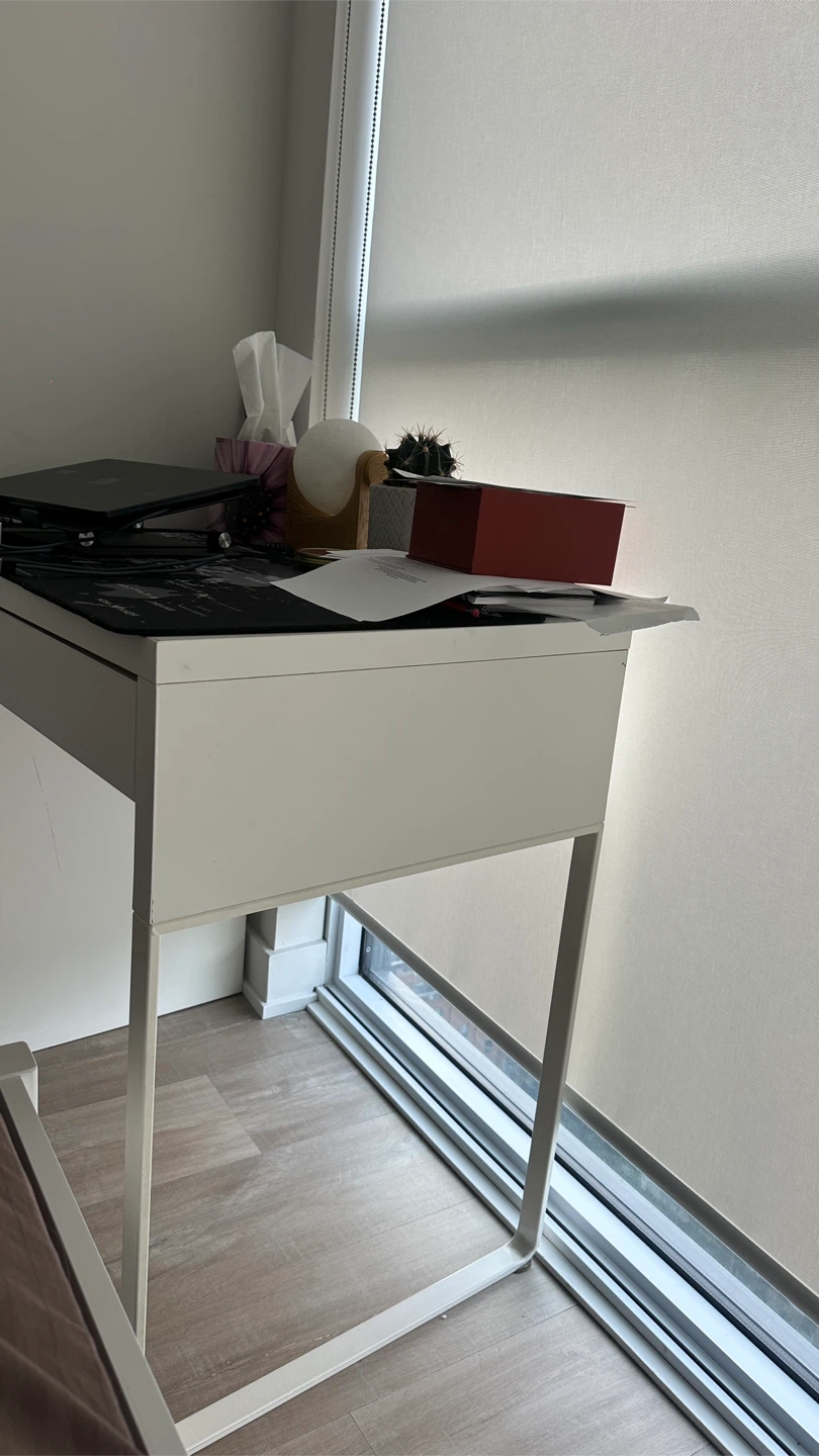 IKEA White Desk with Drawer and Cup Holder - photo 2