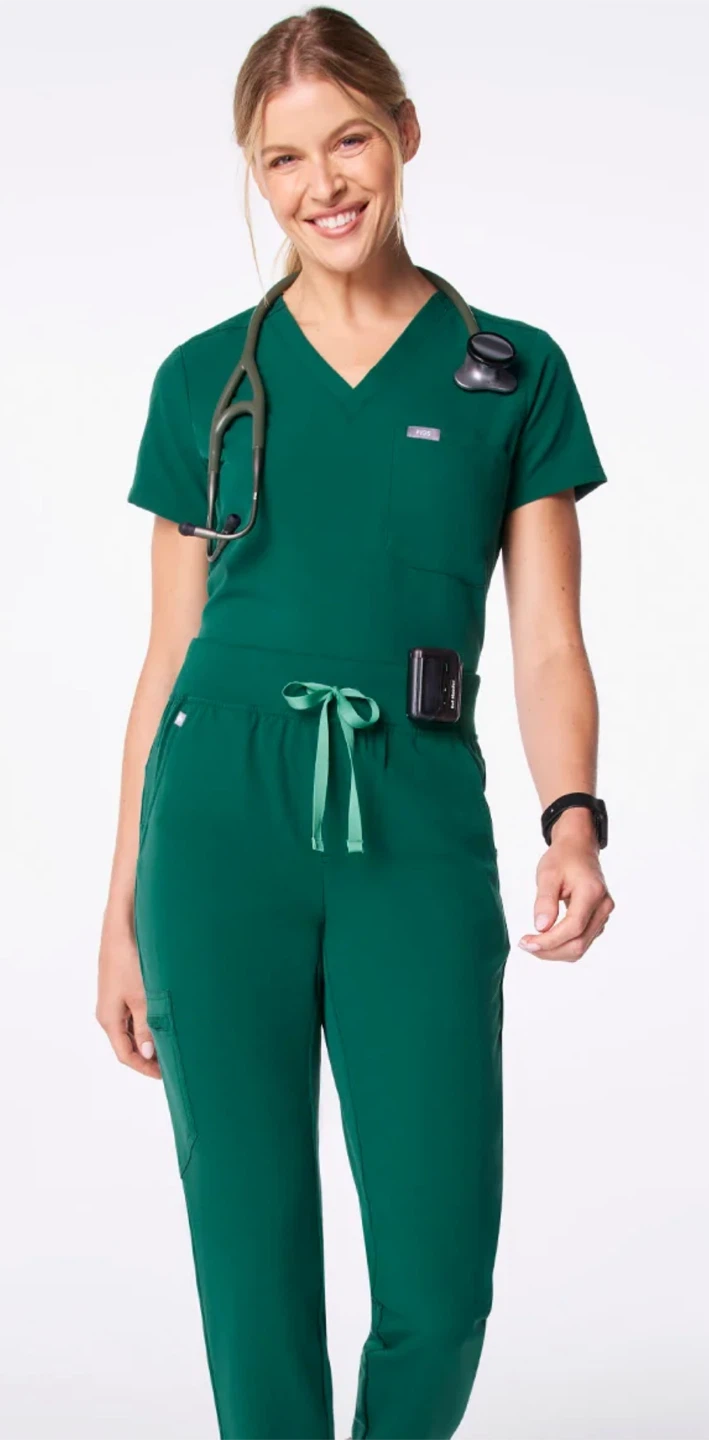 FIGS Scrub Top with Jogger pants set - Hunter Green