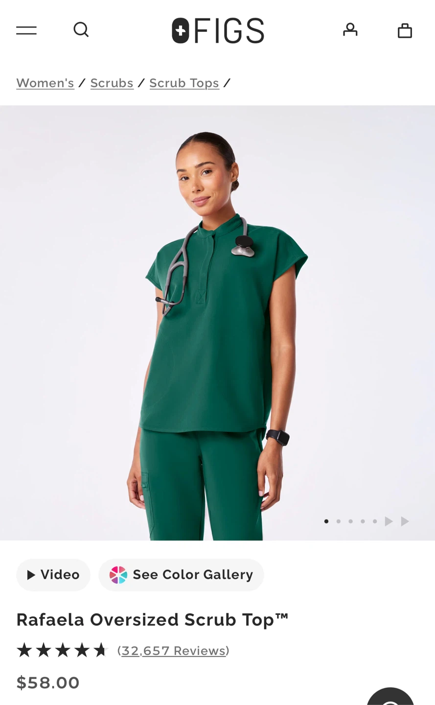 FIGS Scrub Top with Jogger pants set - Hunter Green - photo 2