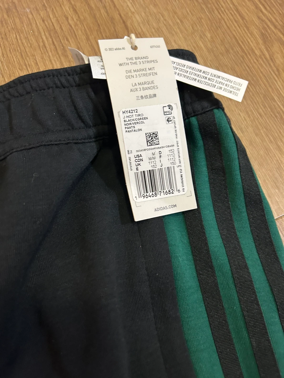 New Adidas Tiro Black/Green Pants Size M