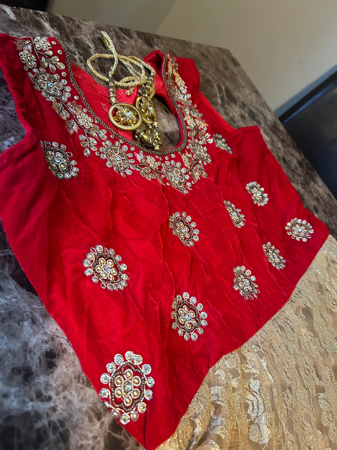Red & Gold Embroidered dress