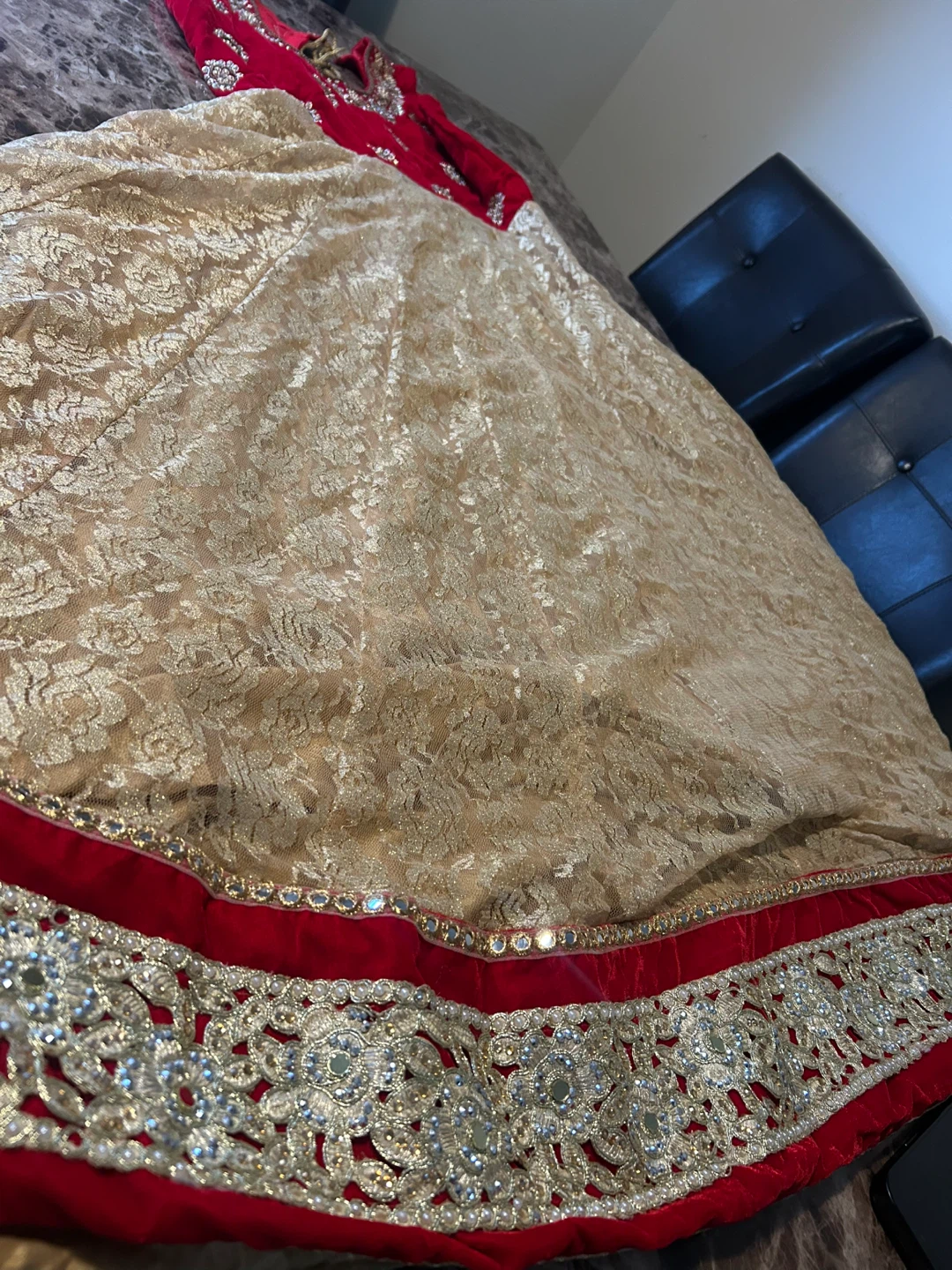Red & Gold Embroidered dress - photo 2