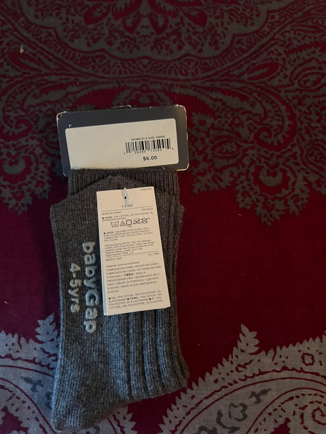 New Baby Gap Socks - Size 4-5 years