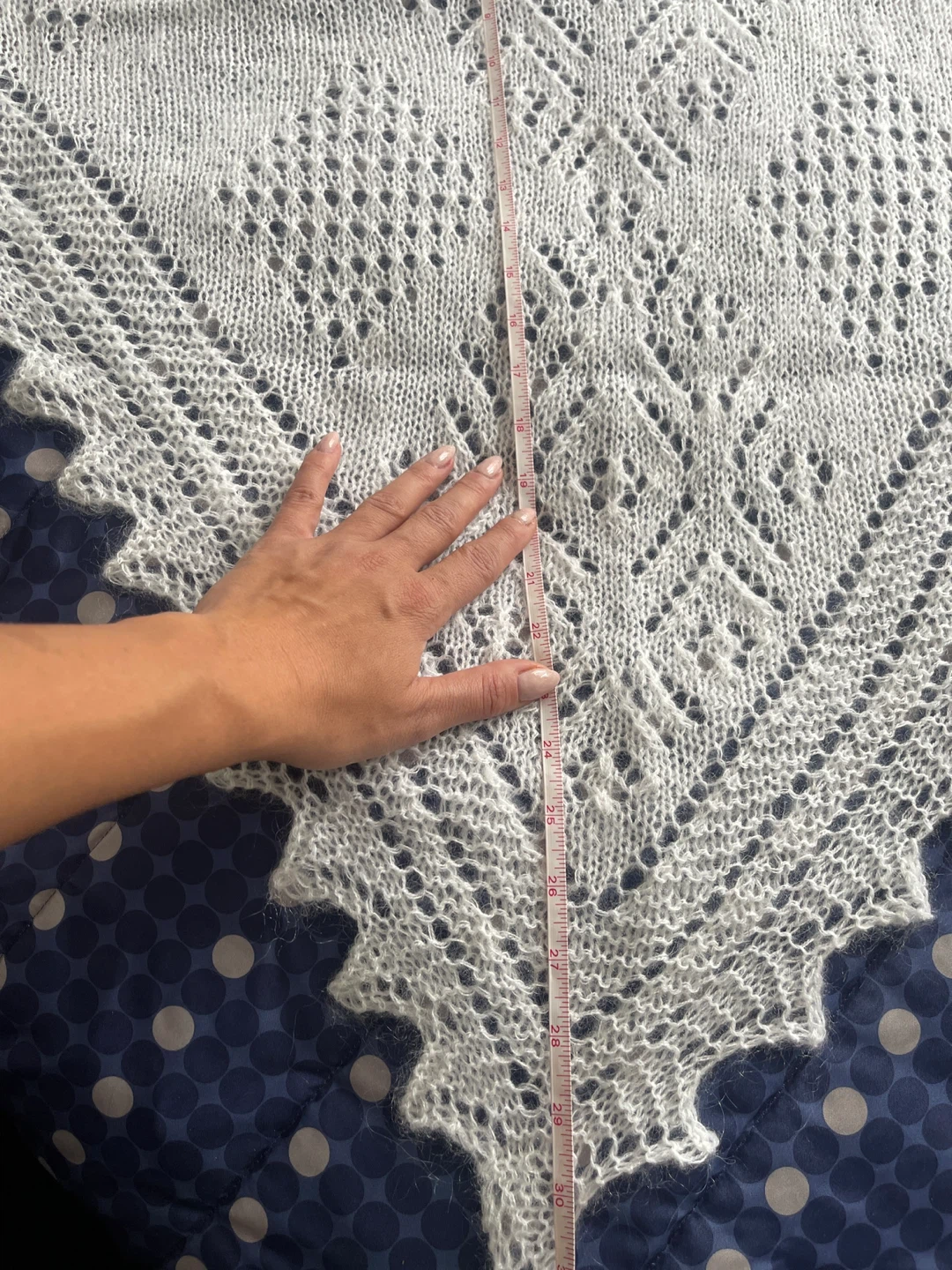 Hand-Knitted White Shawl - Approx. 48" Long - photo 5