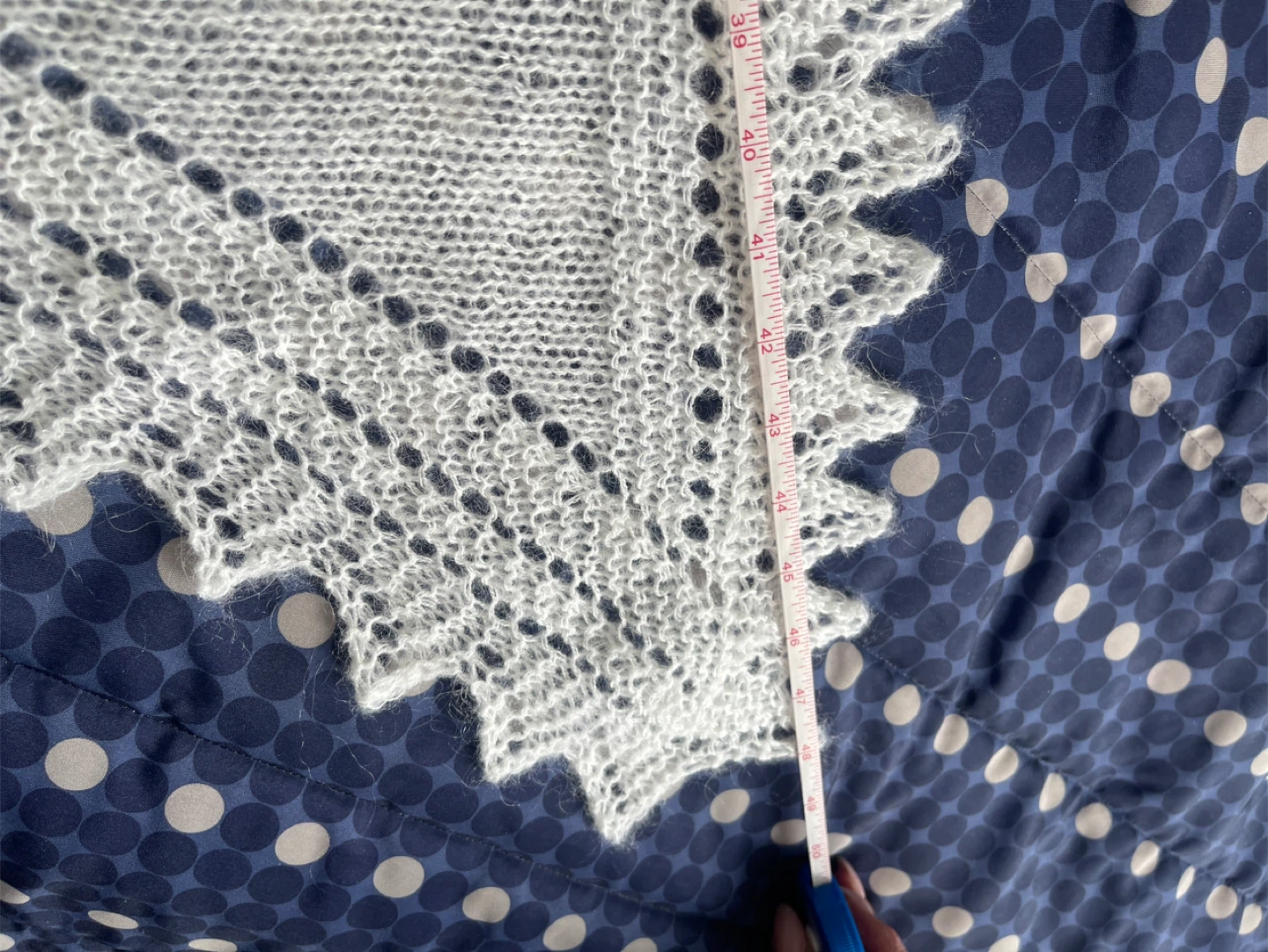 Hand-Knitted White Shawl - Approx. 48" Long - photo 4